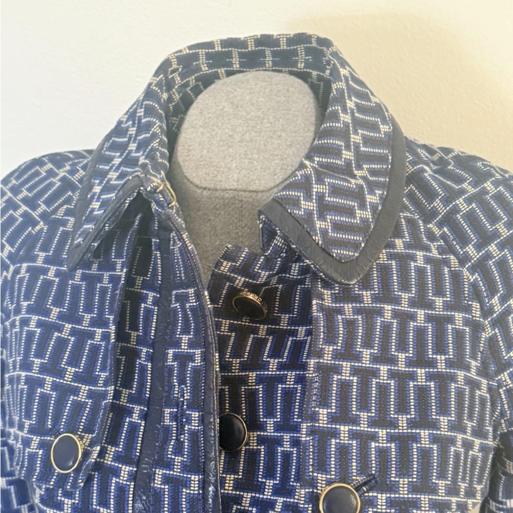 Tory Burch Navy Patterned Trench Coat NWT - Picture 3 of 12
